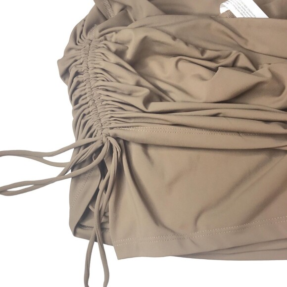 IV Brown Drawstring Ruched Mini Skirt Attached Shorts Skort Women's XL - Picture 8 of 15